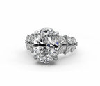 Oval Halo Leaf Vine Moissanite Engagement Ring – Gold Plated 925 Silver