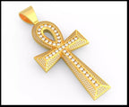 Gold Ankh Pendant – Stone Accent Ankh Cross Pendant