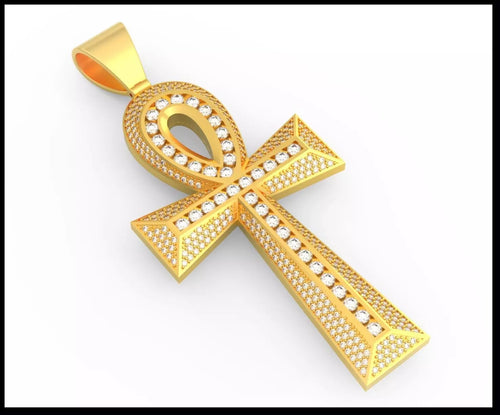 Gold Ankh Pendant – Stone Accent Ankh Cross Pendant