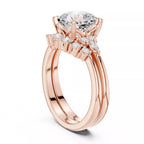Round Cluster Double Band Engagement Ring in Solid Gold – Moissanite or Lab Grown Diamond