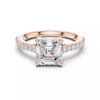 Asscher Cut Hidden Halo Pavé Engagement Ring