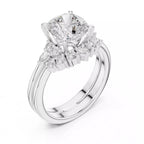 Round Cluster Double Band Engagement Ring in Solid Gold – Moissanite or Lab Grown Diamond
