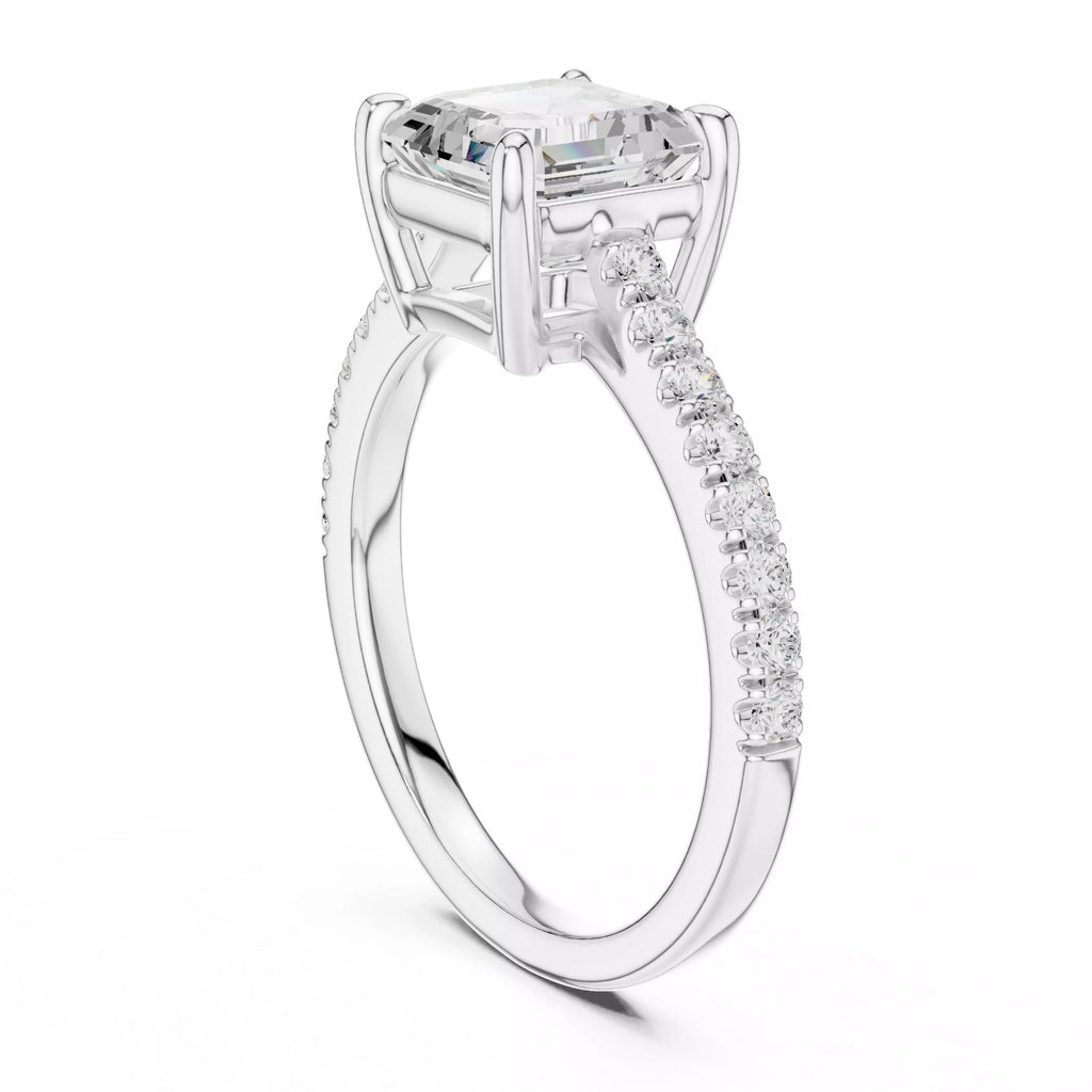 Asscher Cut Hidden Halo Pavé Engagement Ring