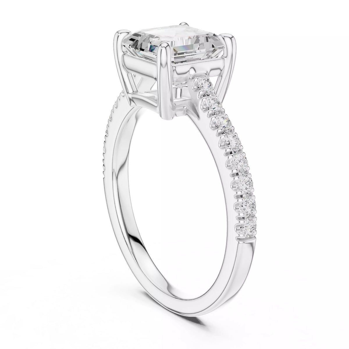 Asscher Cut Hidden Halo Pavé Engagement Ring