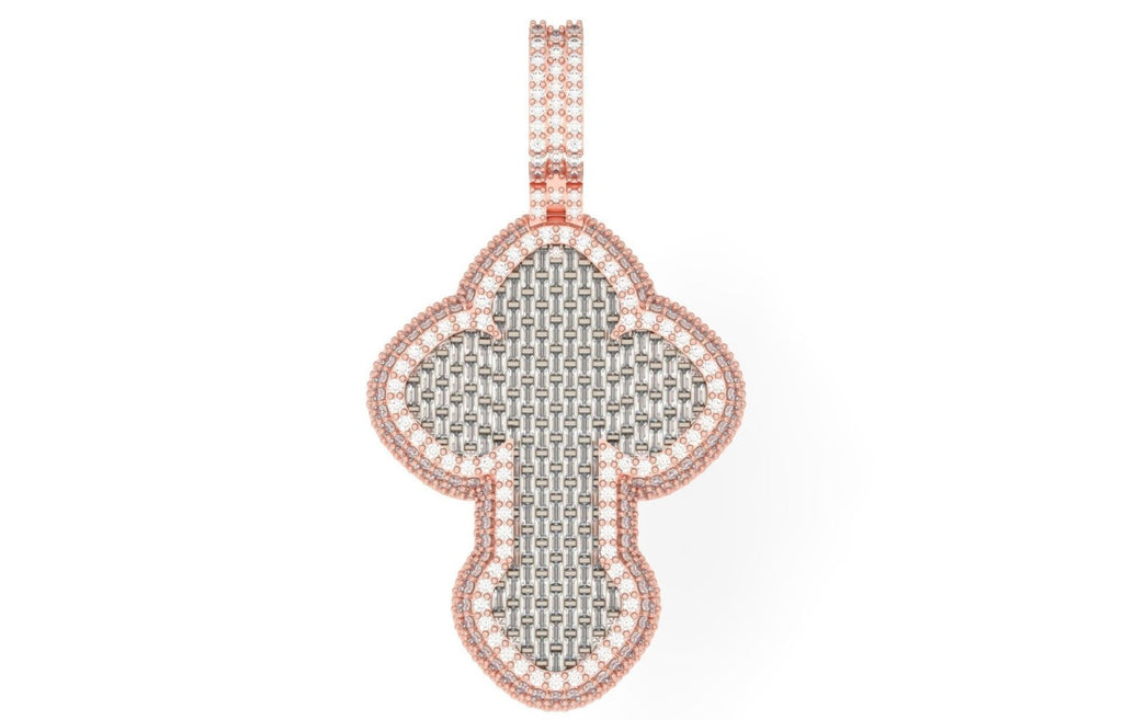 Iced Out Baguette Cross Pendant – Clover Cross Hip Hop Pendant