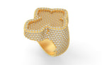 Iced Out Clover Cross Ring – Yellow Gold Hip Hop Ring