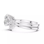 Round Cluster Double Band Engagement Ring in Solid Gold – Moissanite or Lab Grown Diamond