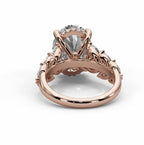 Oval Halo Leaf Vine Moissanite Engagement Ring – Gold Plated 925 Silver