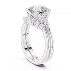 Round Cluster Double Band Engagement Ring in Solid Gold – Moissanite or Lab Grown Diamond