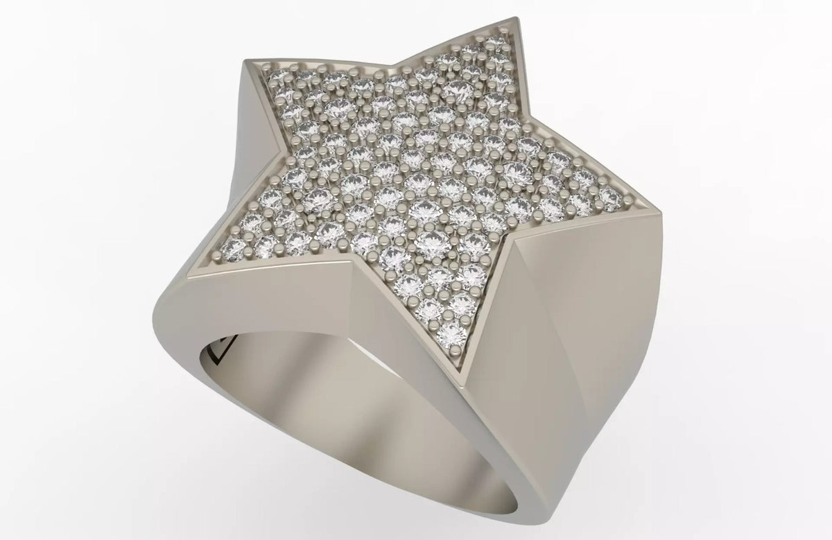 Iced Out Star Ring – Pave Star Hip Hop Ring