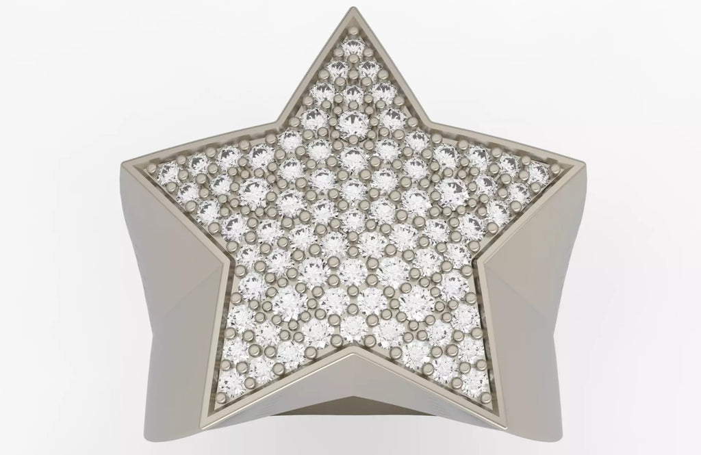Iced Out Star Ring – Pave Star Hip Hop Ring