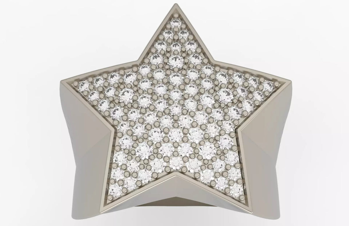 Iced Out Star Ring – Pave Star Hip Hop Ring