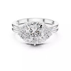 Round Cluster Double Band Engagement Ring in Solid Gold – Moissanite or Lab Grown Diamond