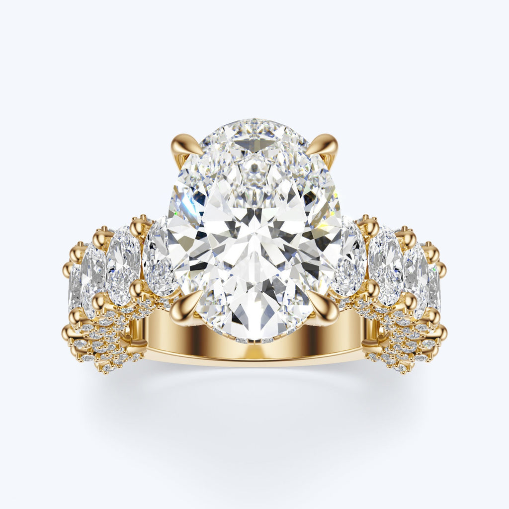 Celestia Oval Halo Moissanite Statement Ring – Gold Plated 925 Silver
