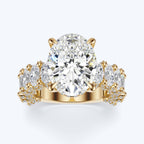 Celestia Oval Halo Moissanite Statement Ring – Gold Plated 925 Silver