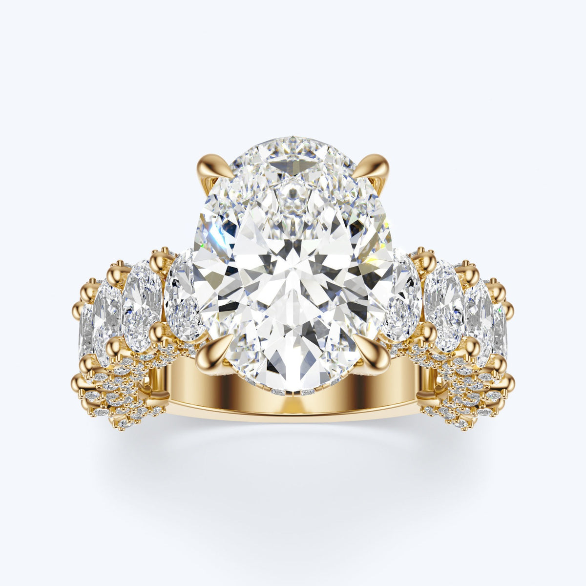Celestia Oval Halo Moissanite Statement Ring – Gold Plated 925 Silver