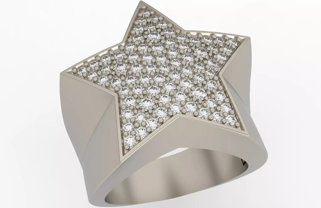 Iced Out Star Ring – Pave Star Hip Hop Ring
