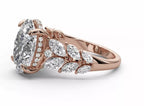 Oval Halo Leaf Vine Moissanite Engagement Ring – Gold Plated 925 Silver
