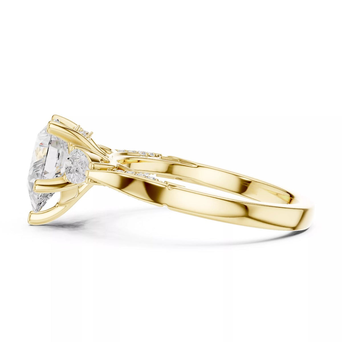 Pear Cut Three Stone Engagement Ring with Pear Side Stones