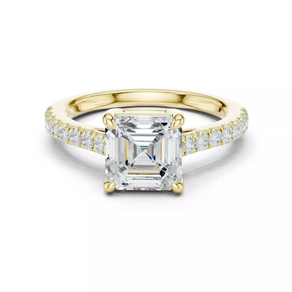 Asscher Cut Hidden Halo Pavé Engagement Ring