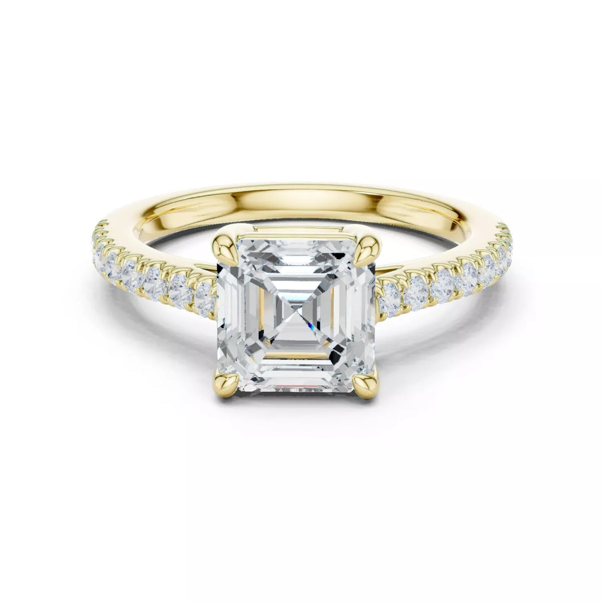 Asscher Cut Hidden Halo Pavé Engagement Ring