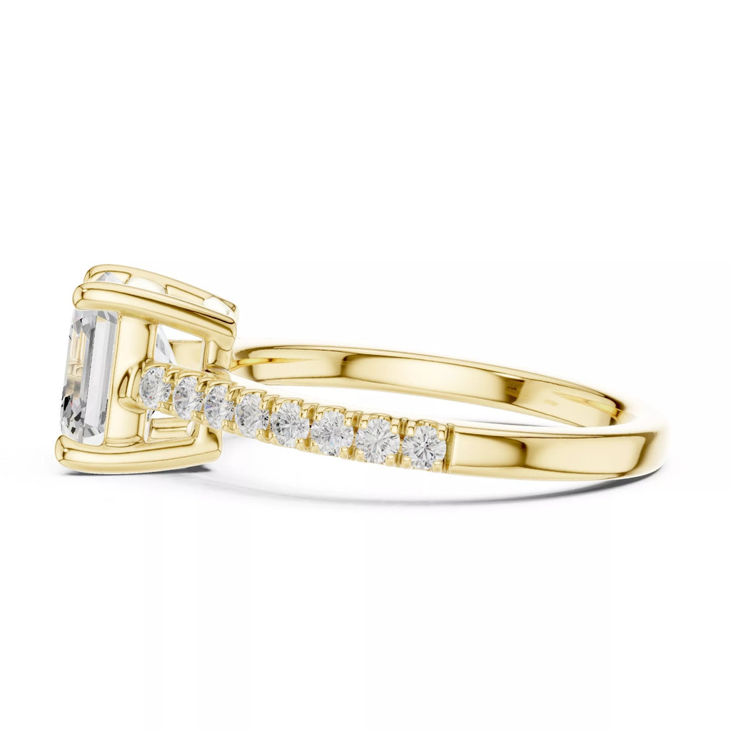 Asscher Cut Hidden Halo Pavé Engagement Ring