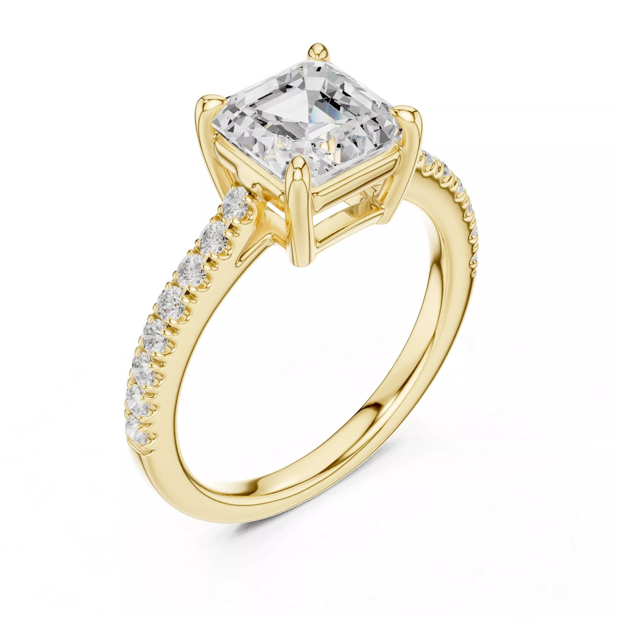 Asscher Cut Hidden Halo Pavé Engagement Ring
