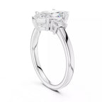Marquise Cut Three Stone Engagement Ring with Tapered Baguettes