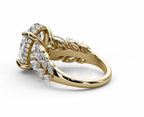 Oval Halo Leaf Vine Moissanite Engagement Ring – Gold Plated 925 Silver