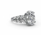 Oval Halo Leaf Vine Moissanite Engagement Ring – Gold Plated 925 Silver