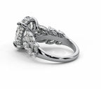 Oval Halo Leaf Vine Moissanite Engagement Ring – Gold Plated 925 Silver