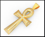Gold Ankh Pendant – Stone Accent Ankh Cross Pendant