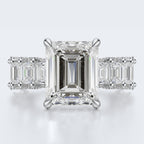 Emerald Cut Moissanite Statement Ring with Pavé Band – Gold Plated 925 Silver