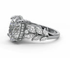 Oval Halo Leaf Vine Moissanite Engagement Ring – Gold Plated 925 Silver