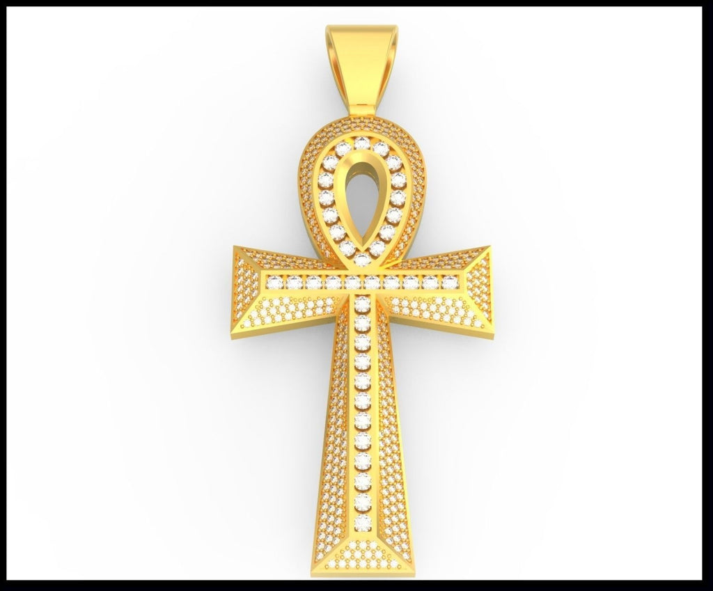 Gold Ankh Pendant – Stone Accent Ankh Cross Pendant