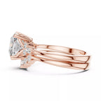 Round Cluster Double Band Engagement Ring in Solid Gold – Moissanite or Lab Grown Diamond