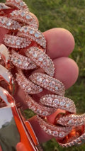 Iced Out Miami Cuban Link Bracelet - Rose Gold Moissanite, 925 Sterling Silver