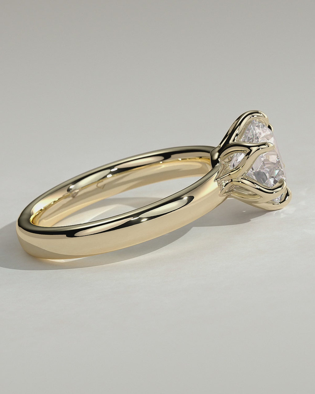 18k Gold Round Brilliant Six Prong Solitaire Diamond Engagement Ring — yellow gold [color:yellow]