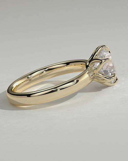 18k Gold Round Brilliant Six Prong Solitaire Diamond Engagement Ring — yellow gold [color:yellow]