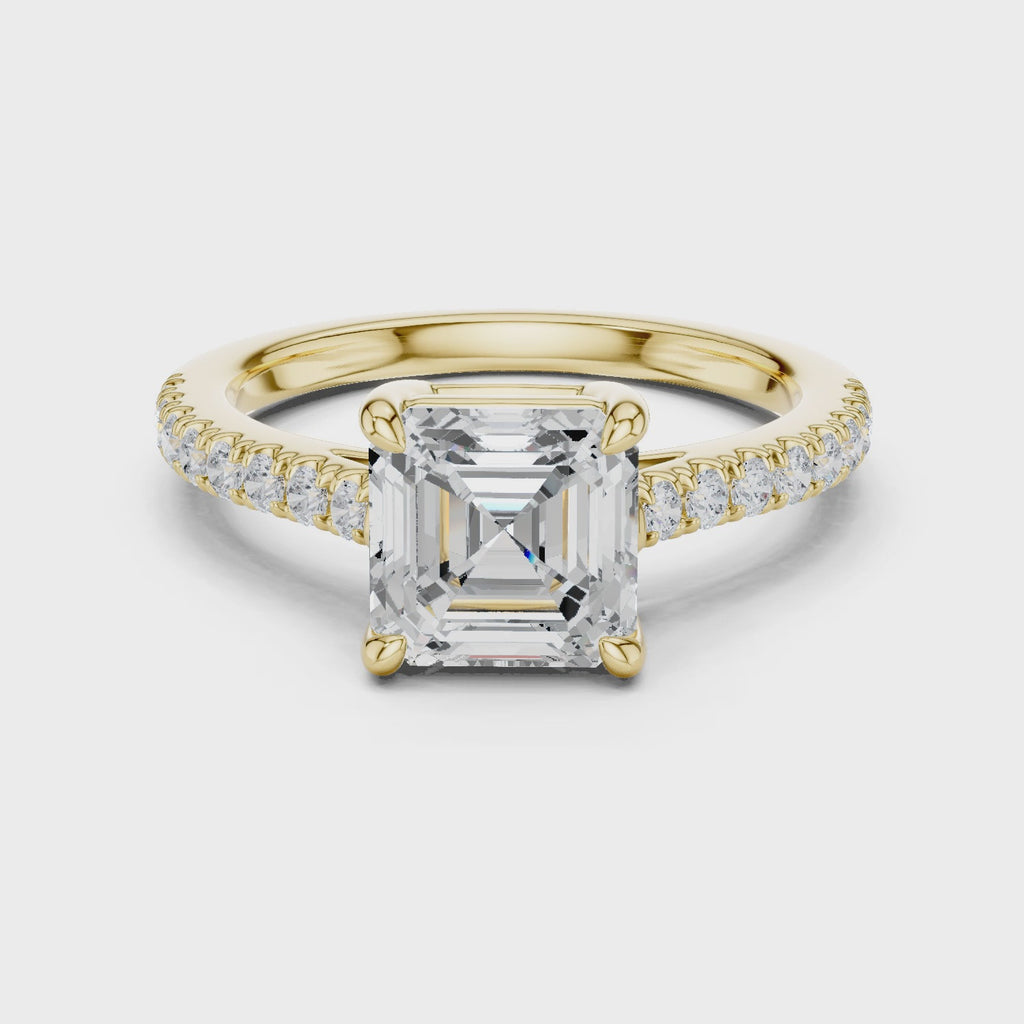 Asscher Cut Hidden Halo Pavé Engagement Ring