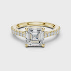 Asscher Cut Hidden Halo Pavé Engagement Ring