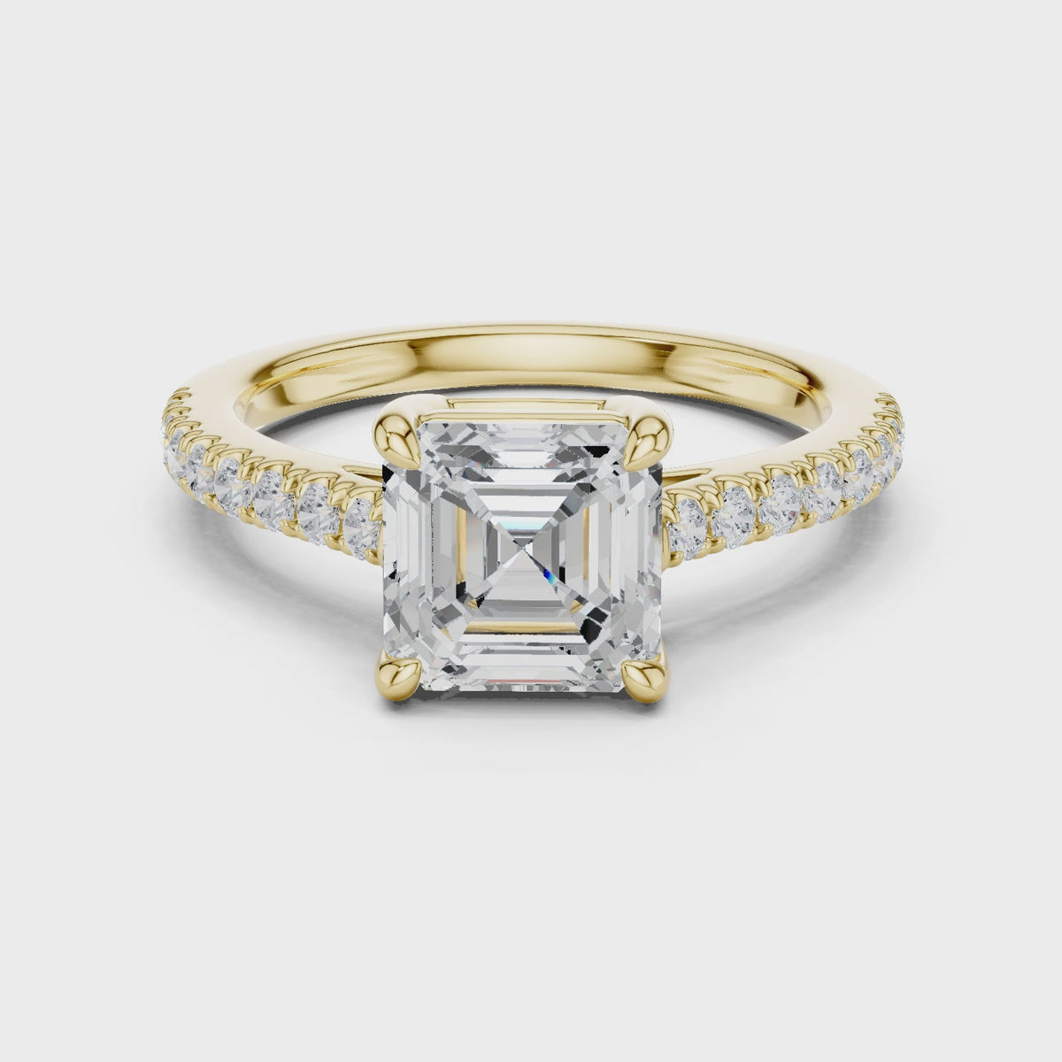 Asscher Cut Hidden Halo Pavé Engagement Ring