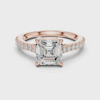 Asscher Cut Hidden Halo Pavé Engagement Ring