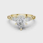 Pear Cut Three Stone Engagement Ring with Pear Side Stones