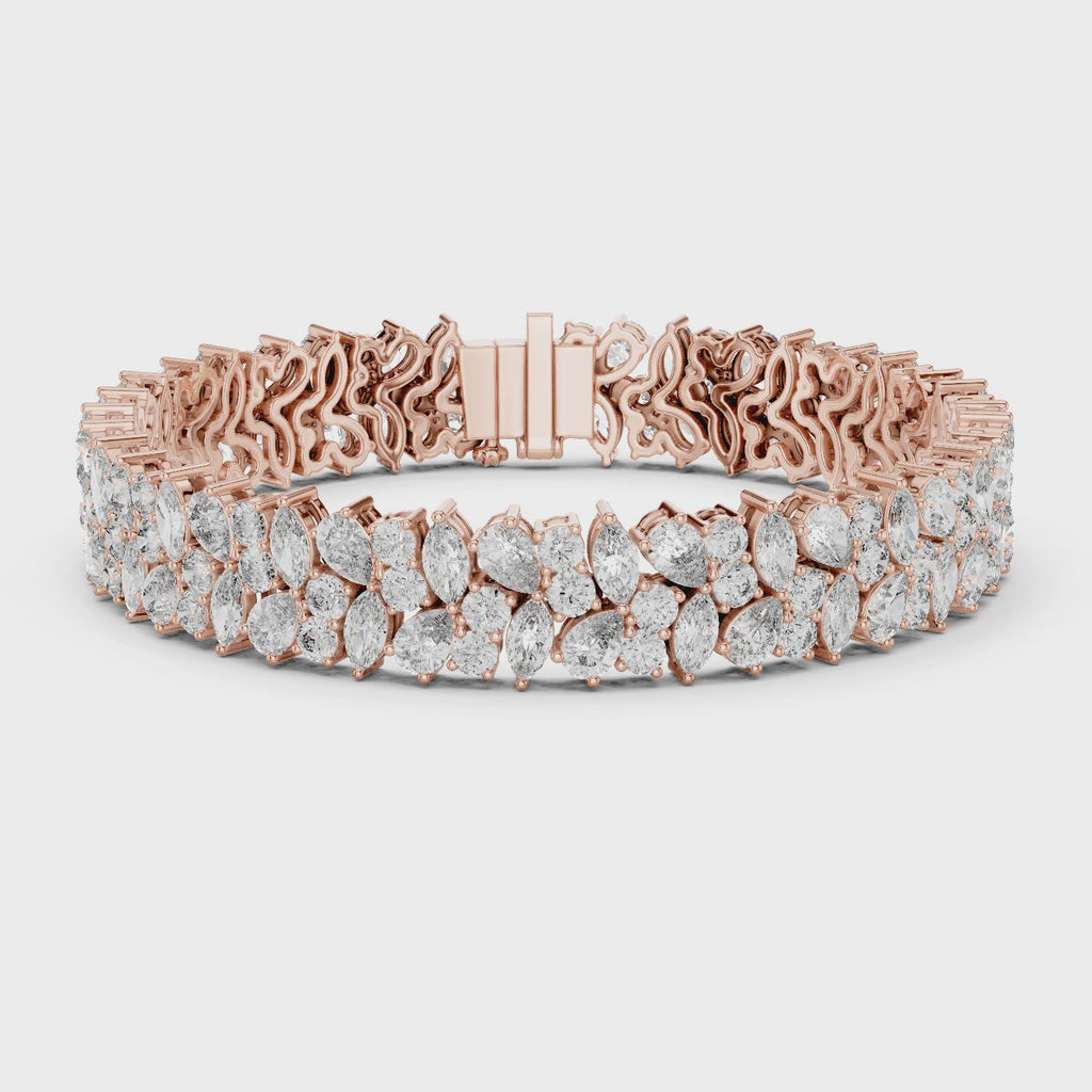 360 video of natural pear and marquise diamond cluster bracelet in rose gold by Jewelzit