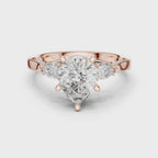 Pear Cut Three Stone Engagement Ring with Pear Side Stones