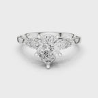 Pear Cut Three Stone Engagement Ring with Pear Side Stones